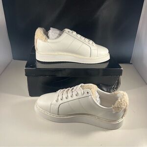 Lauren Ralph Lauren Womens White Angeline Leather/Shearling Sneakers- Size 7.5 B